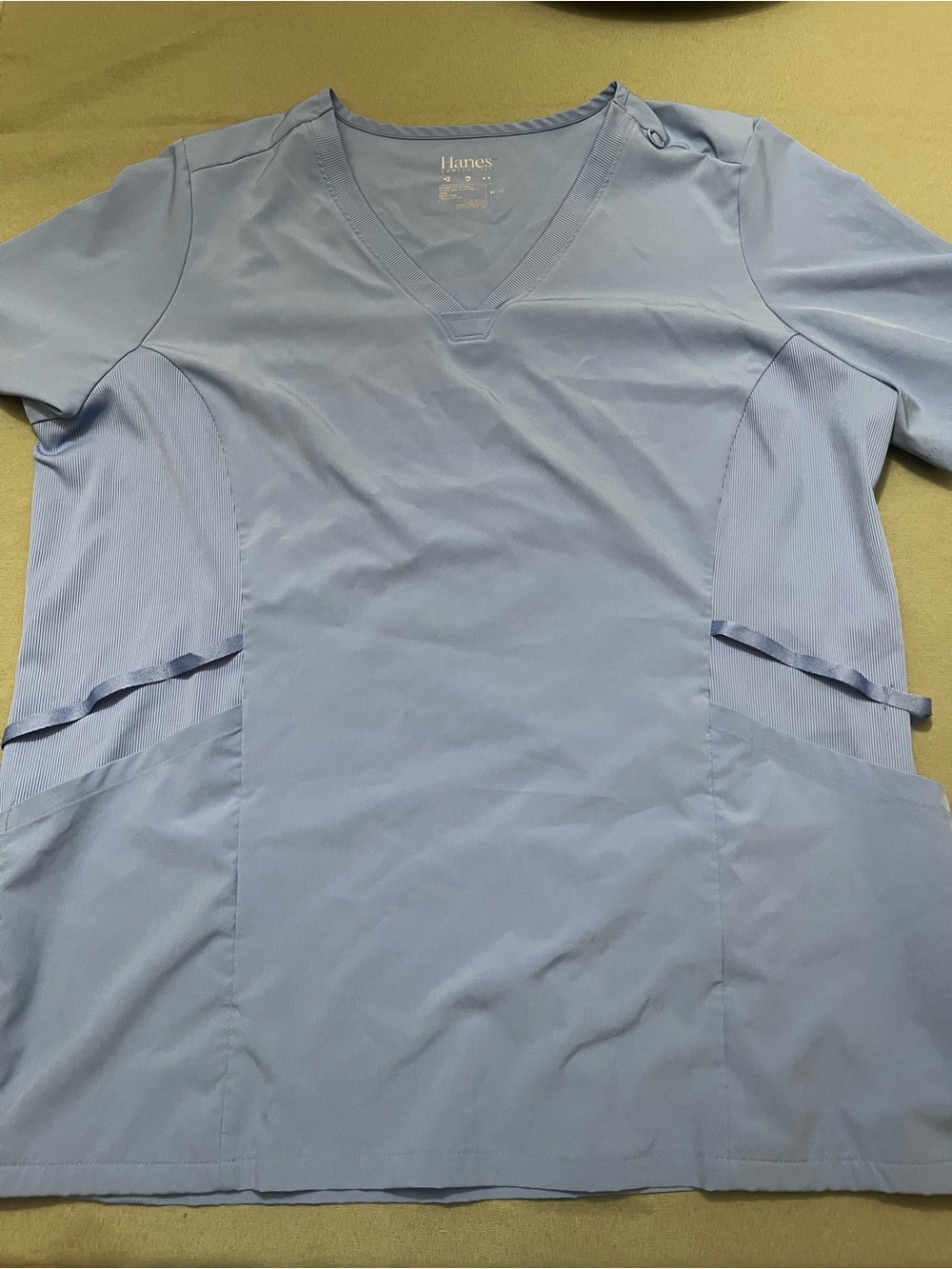 Hanes Light Blue V-Neck Scrub Top